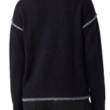 Liverpool Black & Light Heather Grey Long Sleeve Crewneck Sweater with Cream Tulip Hem