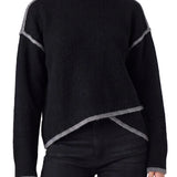 Liverpool Black & Light Heather Grey Long Sleeve Crewneck Sweater with Cream Tulip Hem