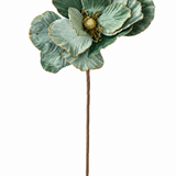 20" Sage Velvet Champagne Glittered Lined Magnolia Stem