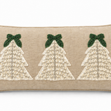 White Beaded Christmas Trees Lumbar Pillow