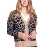 Renuar Black Cheetah Print Jacquard Cardigan