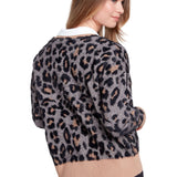 Renuar Black Cheetah Print Jacquard Cardigan