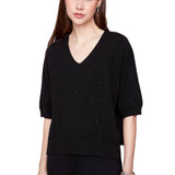 Renuar Black Sprinkled Yarn Top