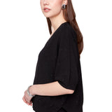Renuar Black Sprinkled Yarn Top