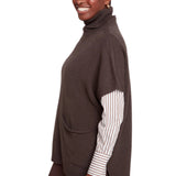 Renuar Heather Brown Knitted Comfy Yarn Pullover Poncho