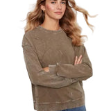 Charlie B Moss Long Sleeve Top with Flower Appliqué