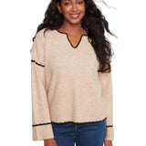 Charlie B Almond Embroidered Back Sweater