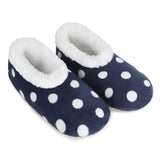 Snoozies Slippers - Navy Polka Dot