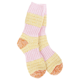 World's Softest Weekend Patch Crew Socks - Pink/Honey