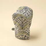 Sakura Block Print Oven Mitt, Green