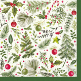 Christmas Branches All Over Paper Cocktail Napkins - Pack of 20