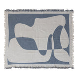 Woven Recycled Cotton Blend Jacquard Throw w/ Abstract Design & Eyelash Fringe