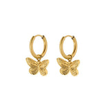 Gold Faye Butterfly Huggie Charm Earrings
