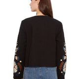 Charlie B Heather Poem Embroidered Basketweave Jacket
