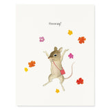 Hooray - Encouragement Greeting Cards - Mouse and Flowers