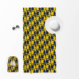 Maize and Blue Michigan Double Sided Quick Dry Beach Towel
