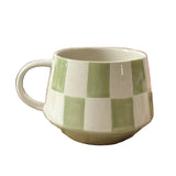 Green Stoneware Checkered Mug