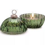 Green Glass Ornament LED Flameless Candle 4.25"