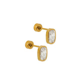 Gold Kay Clear Screwback Stud Earrings