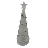 11" Frosted Glass Silver Star Garland LED Christmas Tree w/ Timer