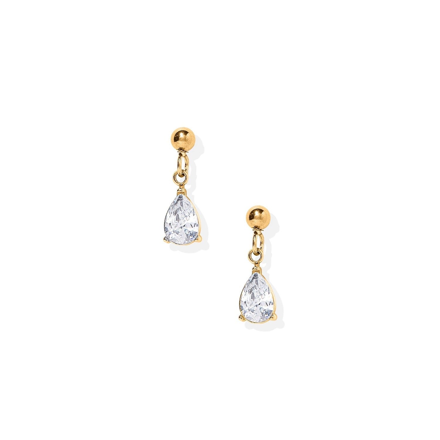 Screwback Stud Earrings - Millie Teardrop CZ Gold