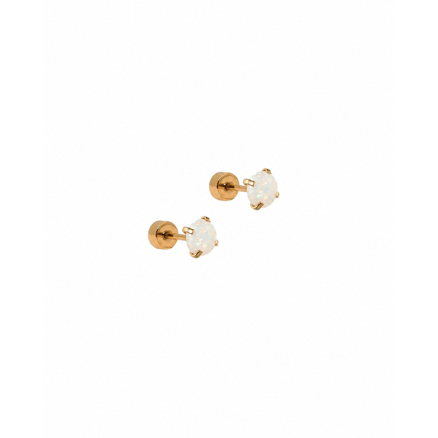 Screwback Stud Earrings - Venus Opal White