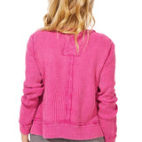 Escape by Habitat Fuchsia Waffle  Crewneck Large