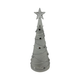 9.25" Frosted Glass Silver Star Garland LED Christmas Tree w/ Timer