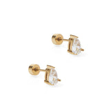 Gold Paige Pear Screwback Stud Earrings