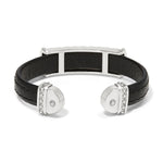 Mosaic Two Tone Leather Bar Cuff Bracelet