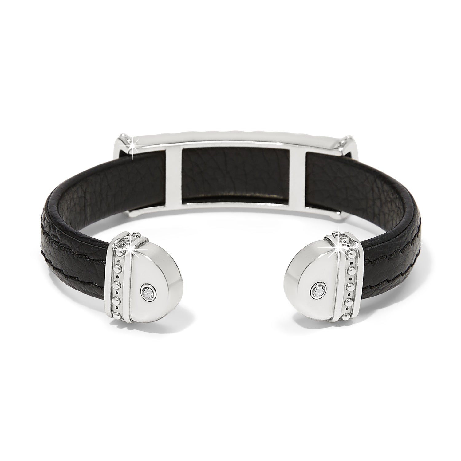 Mosaic Two Tone Leather Bar Cuff Bracelet