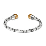 Pebble Link Two Tone Open Flex Cuff Bracelet