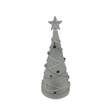 8" Frosted Glass Silver Star Garland LED Christmas Tree with Timer