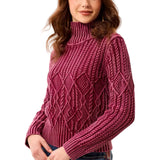 Tribal Cherry Mock Neck Sweater with Special Wash