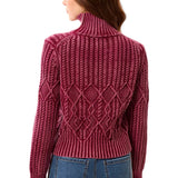 Tribal Cherry Mock Neck Sweater with Special Wash