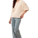 Tribal Cream Lofty Elbow Sleeve Crewneck Sweater