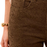 Tribal Dark Basil Embossed Fabric 5-Pocket Pants