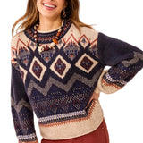 Tribal Argyle Sapphire Mock Neck Sweater