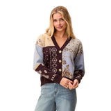 Tribal Satin Sky Wear 2 Ways Jacquard Cardigan
