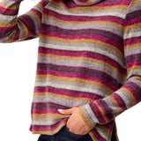 Tribal Striped Mulberry Funnel Neck Top
