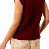 Tribal Cherry Split Crewneck Sleeveless Sweater