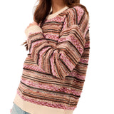 Tribal Crewneck Sweater with Contrast Rib - Nostalgia