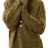 Tribal Cedar Henley Sweater with Scallop Hem