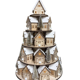 Lighted Wooden Advent Tree with Houses & Trees