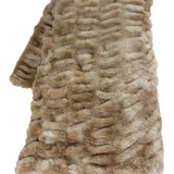 60" Cream and Tan Ribbed Vegan Fur Throw