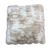 18" Cream and Tan Ribbed Vegan Fur Pillow