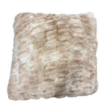 24" Cream and Tan Ribbed Vegan Fur Pillow