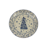 White & Blue Stoneware Plate with Tree