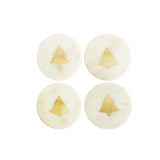 White Marble Coasters with Brass Tree Inlay - Set of 4