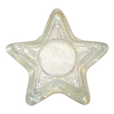Pressed Frosted Glass Star Shaped Tealight Holder, Antique Silver Finish
